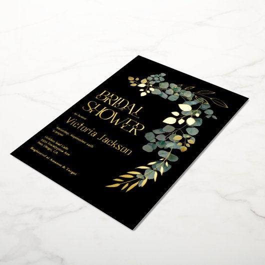 Elegant Eucalyptus Vrijgezellenfeest Folie Uitnodiging (Gedraaid)