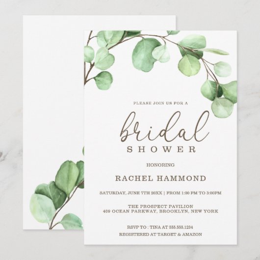 Elegant Eucalyptus Vrijgezellenfeest Kaart (Voorkant / Achterkant)