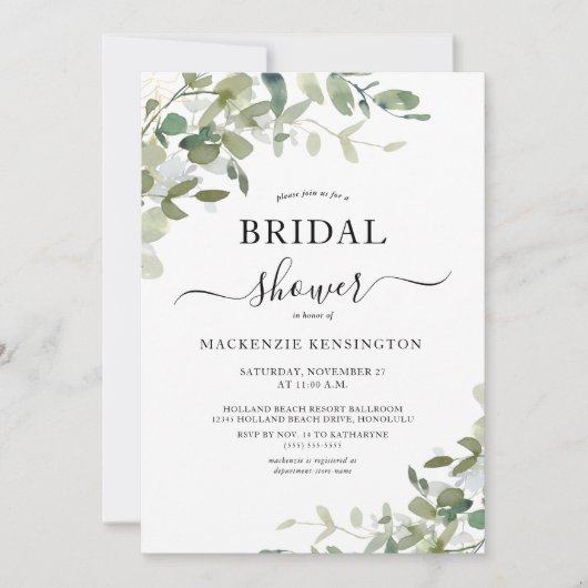 Elegant Eucalyptus Vrijgezellenfeest Kaart (Voorkant)