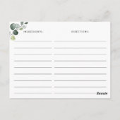 Elegant Eucalyptus Vrijgezellenfeest Recipcard Briefkaart (Achterkant)