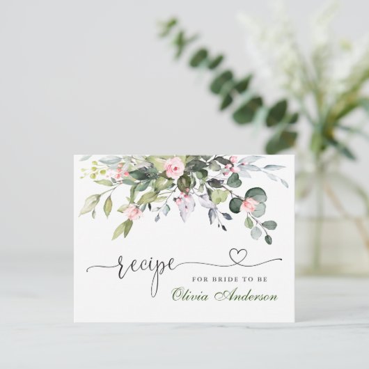 Elegant Eucalyptus Vrijgezellenfeest Recipcard Briefkaart (Staand voorkant)