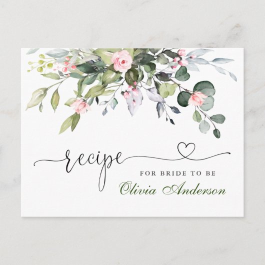 Elegant Eucalyptus Vrijgezellenfeest Recipcard Briefkaart (Voorkant)