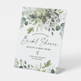 Elegant Eucalyptus Vrijgezellenfeest Recipe Cards  Reclamebord Met Voetstuk