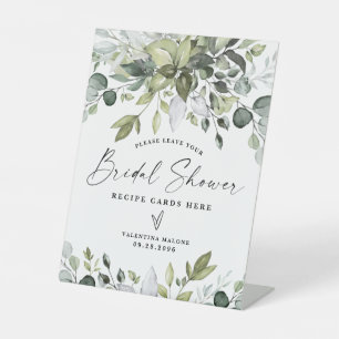 Elegant Eucalyptus Vrijgezellenfeest Recipe Cards  Reclamebord Met Voetstuk