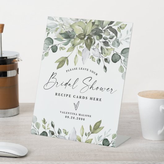 Elegant Eucalyptus Vrijgezellenfeest Recipe Cards  Reclamebord Met Voetstuk (Insitu)