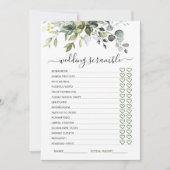 Elegant Eucalyptus Vrijgezellenfeest spel Kaart (Voorkant)