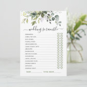 Elegant Eucalyptus Vrijgezellenfeest spel Kaart (Staand voorkant)