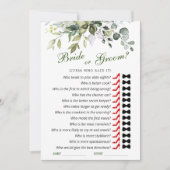 Elegant Eucalyptus Vrijgezellenfeest spel Kaart (Voorkant)