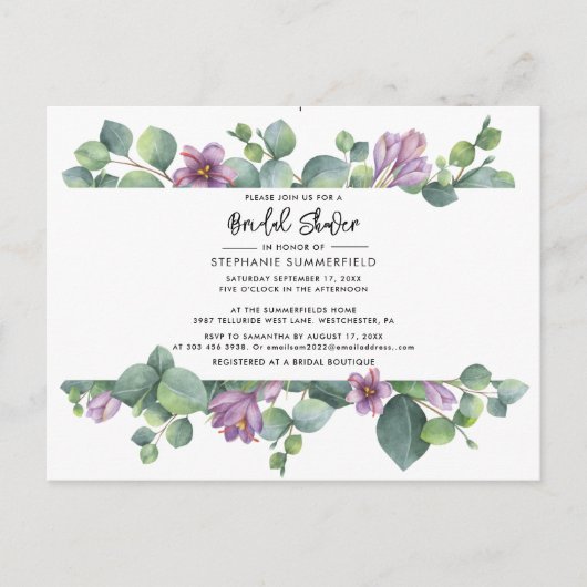 Elegant Eucalyptus Vrijgezellenfeest Uitnodiging Briefkaart (Voorkant)