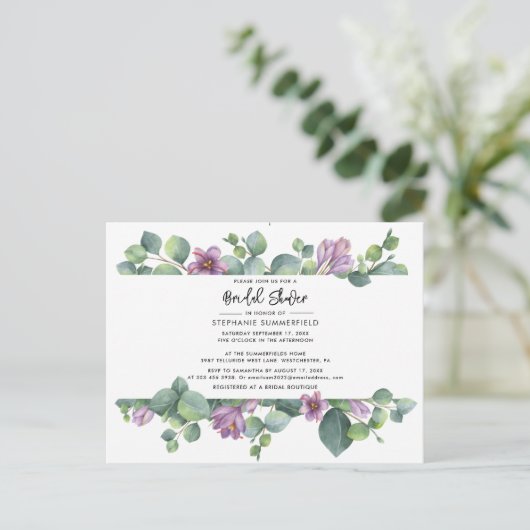 Elegant Eucalyptus Vrijgezellenfeest Uitnodiging Briefkaart (Staand voorkant)