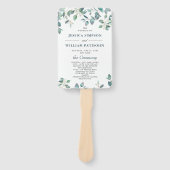 Elegant Eucalyptus Watercolor Huwelijksprogramma Handwaaier (Voorkant)