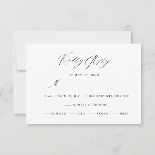Elegant Eucalyptus Waterverf Black Script Weduwen RSVP Kaartje (Voorkant)