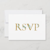 Elegant Eucalyptus Waterverf Black Script Weduwen RSVP Kaartje (Achterkant)