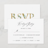 Elegant Eucalyptus Waterverf Black Script Weduwen RSVP Kaartje (Voorkant / Achterkant)