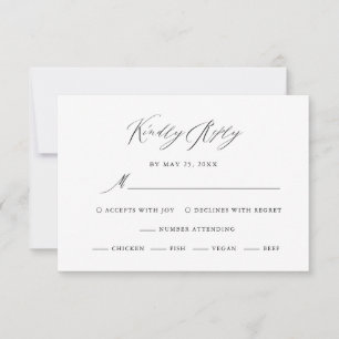 Elegant Eucalyptus Waterverf Black Script Weduwen RSVP Kaartje