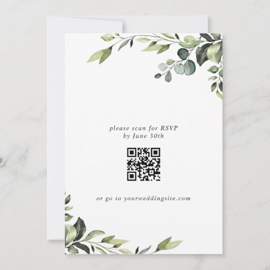 Elegant Eucalyptus Waterverf Bridal Brunch Kaart (Achterkant)