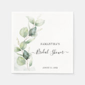 Elegant Eucalyptus Waterverf Bruidsdouche Papier Servet (Voorkant)