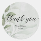 Elegant Eucalyptus waterverf bruiloft Dank u Ronde Sticker (Voorkant)