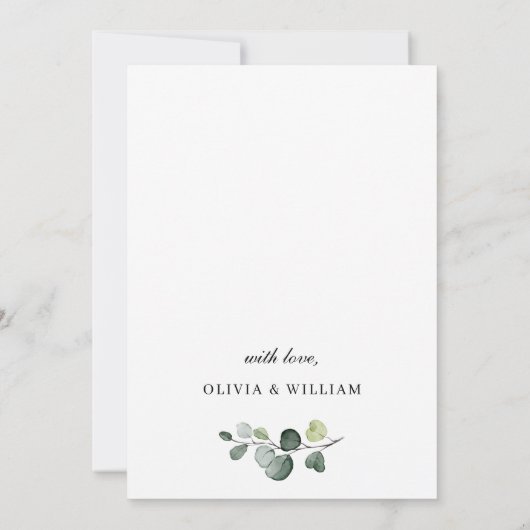 Elegant Eucalyptus Waterverf Brunch & Bubble Kaart (Achterkant)