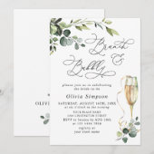 Elegant Eucalyptus Waterverf Brunch & Bubble Kaart (Voorkant / Achterkant)