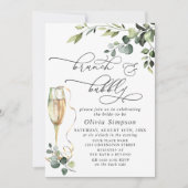 Elegant Eucalyptus Waterverf Brunch & Bubble Kaart (Voorkant)