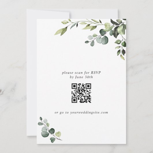 Elegant Eucalyptus Waterverf Brunch & Bubble Kaart (Achterkant)