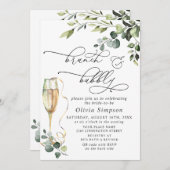 Elegant Eucalyptus Waterverf Brunch & Bubble Kaart (Voorkant / Achterkant)