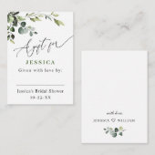 Elegant Eucalyptus Waterverf Display Shower Informatiekaartje (Voorkant / Achterkant)