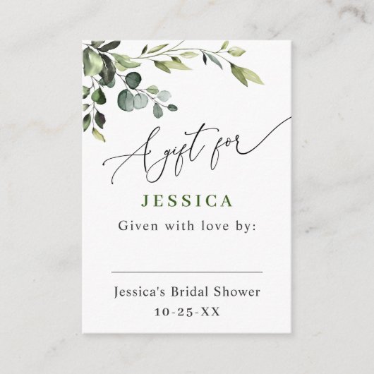 Elegant Eucalyptus Waterverf Display Shower Informatiekaartje (Voorkant)