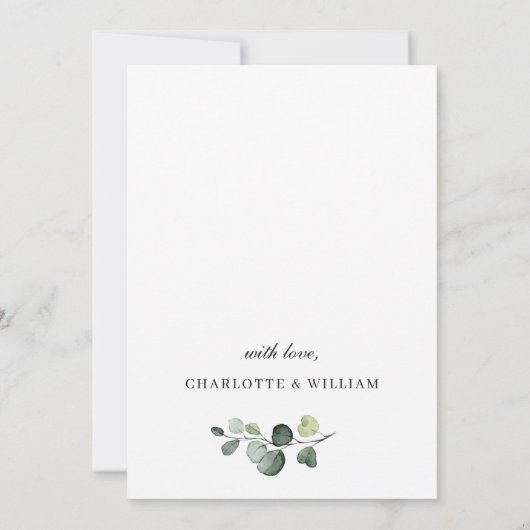 Elegant Eucalyptus Waterverf ENGAGTY Kaart (Achterkant)