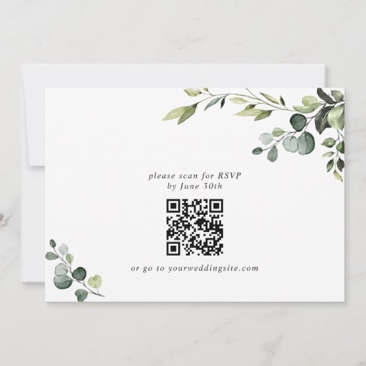 Elegant Eucalyptus Waterverf ENGAGTY Kaart (Achterkant)