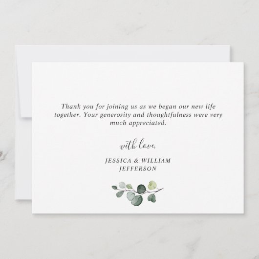 Elegant Eucalyptus Waterverf Floral Bedankkaart (Achterkant)