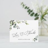 Elegant Eucalyptus Waterverf Floral Hartelijk dank Briefkaart (Staand voorkant)