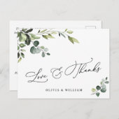 Elegant Eucalyptus Waterverf Floral Hartelijk dank Briefkaart (Voorkant / Achterkant)