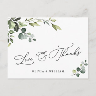 Elegant Eucalyptus Waterverf Floral Hartelijk dank Briefkaart