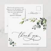 Elegant Eucalyptus Waterverf Floral Hartelijk dank Briefkaart (Voorkant / Achterkant)
