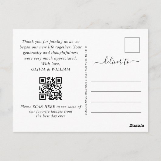 Elegant Eucalyptus Waterverf Floral Hartelijk dank Briefkaart (Achterkant)