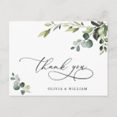 Elegant Eucalyptus Waterverf Floral Hartelijk dank Briefkaart (Voorkant)