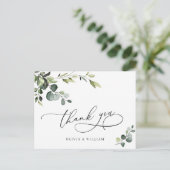 Elegant Eucalyptus Waterverf Floral Hartelijk dank Briefkaart (Staand voorkant)