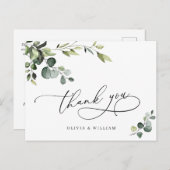 Elegant Eucalyptus Waterverf Floral Hartelijk dank Briefkaart (Voorkant / Achterkant)