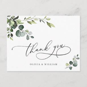 Elegant Eucalyptus Waterverf Floral Hartelijk dank Briefkaart