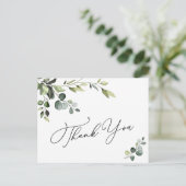 Elegant Eucalyptus Waterverf Floral Hartelijk dank Briefkaart (Staand voorkant)