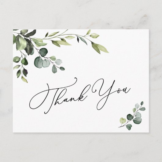 Elegant Eucalyptus Waterverf Floral Hartelijk dank Briefkaart (Voorkant)