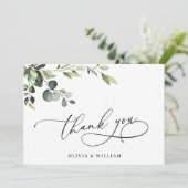 Elegant Eucalyptus Waterverf Floral QR Bedankkaart (Staand voorkant)