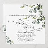 Elegant Eucalyptus Waterverf Floral Vrijgezellenfe Kaart (Voorkant / Achterkant)