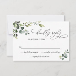 Elegant Eucalyptus Waterverf Floral Wedding RSVP Kaartje