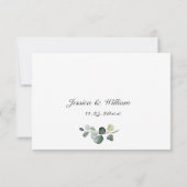 Elegant Eucalyptus Waterverf Floral Wedding RSVP Kaartje (Achterkant)