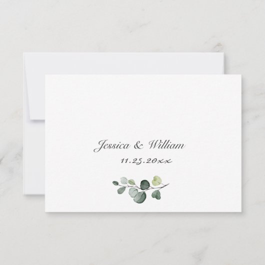 Elegant Eucalyptus Waterverf Floral Wedding RSVP Kaartje (Achterkant)