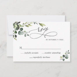 Elegant Eucalyptus Waterverf Floral Wedding RSVP Kaartje