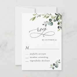 Elegant Eucalyptus Waterverf Floral Wedding RSVP Kaartje